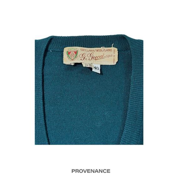 🔴 Gucci GG Logo Golf V Neck Sweater - Forest Green - Picture 5 of 6